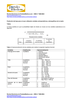Tablas &ndash; Predicci&oacute;n del bajo peso al nacer utilizando variables