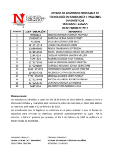 listado de admitidos programa de tecnolog&iacute;a en radiolog&iacute;a e