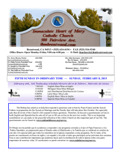 fourth sunday in ordinary time &mdash; sunday, february 1, 2015