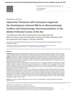 Adjunctive Treatment with Asenapine Augments the Escitalopram