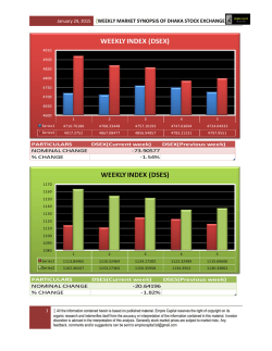 WEEKLY MARKET SYNOPSIS of DHAKA STOCK