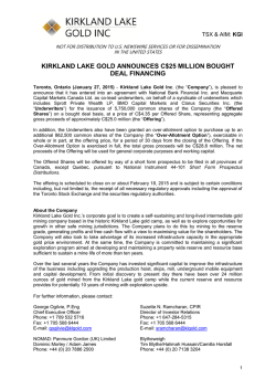 kirkland lake gold announces c$25 million bought deal