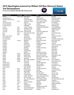 2015 Blue Diamond Stakes Third Declarations