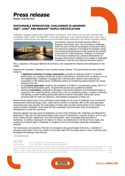 Sustainable renovation: Challenger is awarded HQE