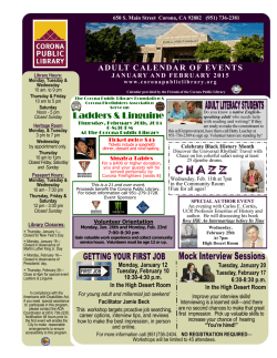 Adult Services Calendar of Events, January