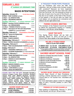 Church Bulletin - Sacred Heart School