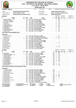 Media start list: Senegal VS Algeria