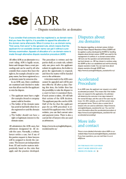 Disputes about .nu domains Accelerated Procedure More info