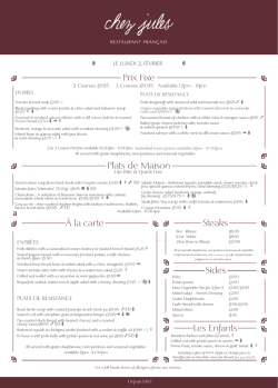 Les Enfants Steaks &Agrave; la carte Sides Prix Fixe Plats de