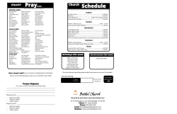Church Schedule Pray... - Bethel Free Will Baptist