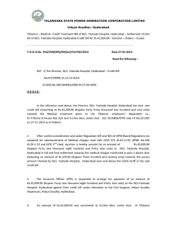 Credit Treatment Bill of M/s. Yashoda Hospital, Hyderabad