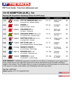 14:10 KEMPTON (A.W.), 1m - Valpara&iacute;so Sporting Club