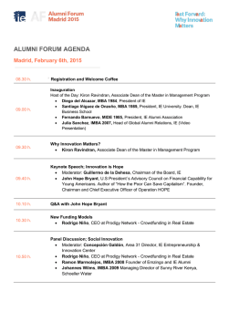 ALUMNI FORUM AGENDA