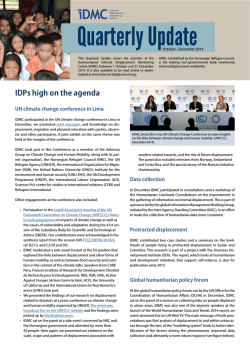 Quarterly Update - The Internal Displacement Monitoring Centre