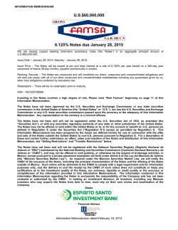 U.S.$60,000,000 6.125% Notes due January 28, 2015