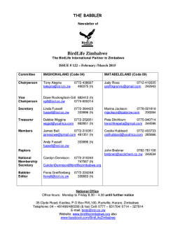 Issue 122 - BirdLife Zimbabwe