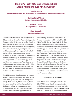 I-O @ APS&mdash;Why YOU (and Everybody Else) Should Attend