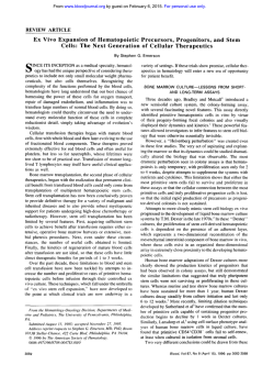 Ex Vivo Expansion of Hematopoietic Precursors, Progenitors