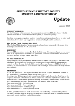 Sudbury Update Jan 2015 - Suffolk Family History Society