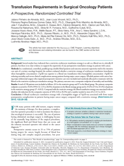 Transfusion Requirements in Surgical Oncology Patients