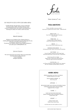 EAT HEALTHY IN 2015 WITH OUR MARIA MENU PRIVATE