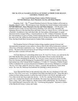 News Release 2015 Opens as  - Pasadena Festival of Women