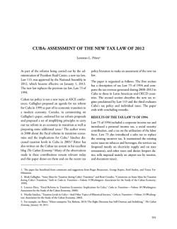 cuba - Association for the Study of the Cuban Economy