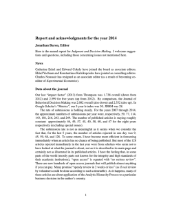 Annual report for 2014 - Judgment and Decision Making