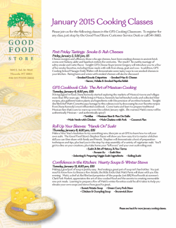 January 2015 Cooking Classes