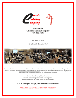 Classic Catering Menu - The Rivers Edge and Classic Catering