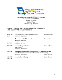 DRAFT Agenda for the Spring 2015 MACTE Meeting