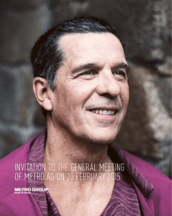 InvItatIon to the General MeetInG of Metro aG on 20