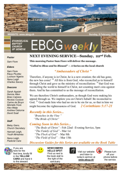 Weekly Bulletin - Evangelical Baptist Church of Geneva