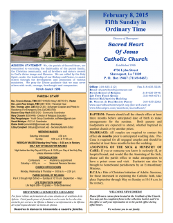 Sunday Bulletin - Sacred Heart of Jesus Church, Shreveport LA
