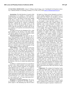 LUNAR TIDAL DISSIPATION. James G. Williams, Dale H. Boggs