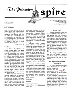 February 2015 Linda Thank You! Ash Wednesday Service February