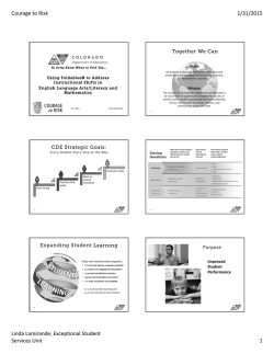 Courage to Risk 1/31/2015 Linda Lamirande, Exceptional Student