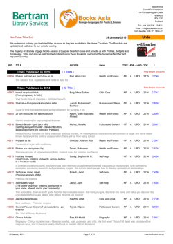 Titles Published in 2015 Titles Published in 2014