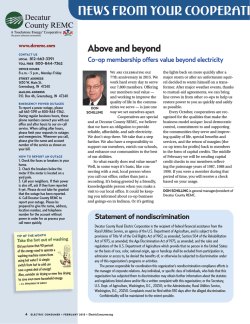 NEWS FROM YOUR COOPERATIVE