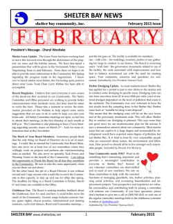 Newsletter - Shelter Bay