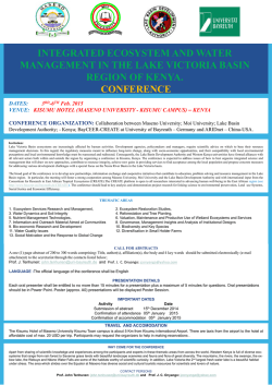 DATES: 3RD-6TH Feb. 2015 VENUE: KISUMU HOTEL (MASENO