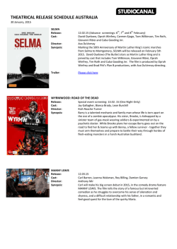 THEATRICAL RELEASE SCHEDULE AUSTRALIA