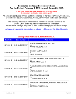 Scheduled Mortgage Foreclosure Sales For the Period: January 30