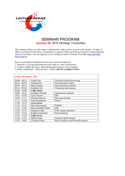 SEMINAR - Program now available
