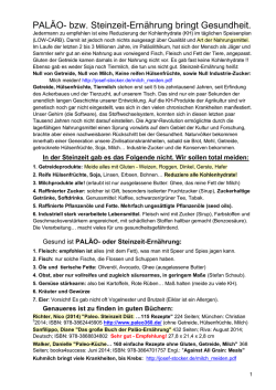 PAL&Auml;O- bzw. Steinzeit-Ern&auml;hrung bringt Gesundheit.