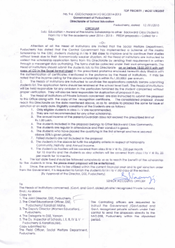 Award of Pre-Matric Scholarship to OBC students from I to V std.