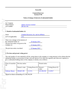 notice of change of interests of substantial holder