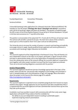 Faculty/Department: Humanities/ Philosophy Seminar/Institute