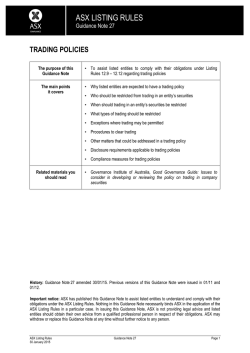 Guidance Note 27 &ndash; Trading Policies