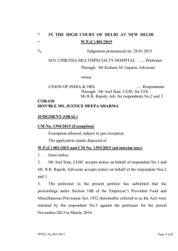 IN THE HIGH COURT OF DELHI AT NEW DELHI + WP